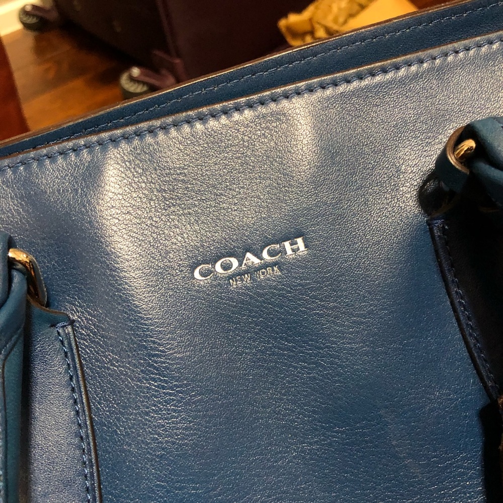 Blue Leather Coach Tanner Bag - Picture 2 of 6